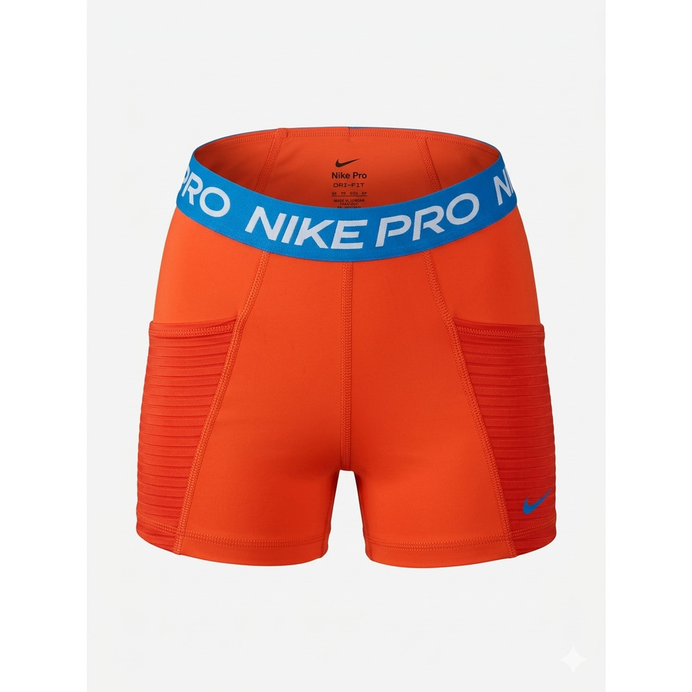 Nike Pro Dri-FIT Women's High Rise 3" Training Shorts Orange Blue XS New